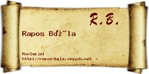 Rapos Béla névjegykártya